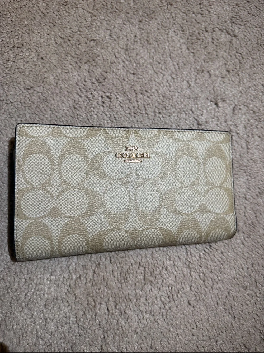 Coach Signature Canvas Continental Wallet in Tan/Beige